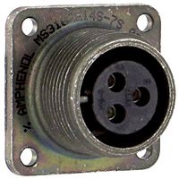 ITT CANNON MS3102E14S-7SA95 Circular Connector, MIL-DTL-5015 Series, MS3102 Series, Box Mount Receptacle, 3 Contacts