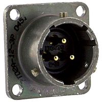 AMPHENOL INDUSTRIAL PT02A-12-3P Circular Connector, PT Series, MIL-DTL-26482 Series I, Box Mount Receptacle, 3 Contacts, Solder Pin