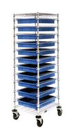 QUANTUM STORAGE BC212469M2BL Storage Cart, Blue, 11 Bins, 69 " x 21 " x 24 "