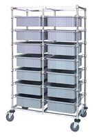 QUANTUM STORAGE BC214069M1DGY Storage Cart, Grey, 14 Bins, 69 " x 24 " x 40 "