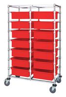 QUANTUM STORAGE BC214069M1DRD Storage Cart, Red, 14 Bins, 69 " x 24 " x 40 "