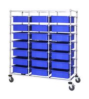 QUANTUM STORAGE BC216069M1TBL Storage Cart, Blue, 21 Bins, 69 " x 24 " x 60 "