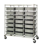 QUANTUM STORAGE BC216069M1TGY Storage Cart, Grey, 21 Bins, 69 " x 24 " x 60 "