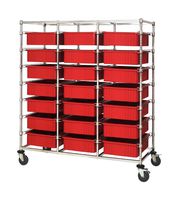 QUANTUM STORAGE BC216069M1TRD Storage Cart, Red, 21 Bins, 69 " x 24 " x 60 "