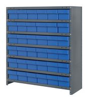 QUANTUM STORAGE CL1239-601BL Shelving Unit, 7 Shelves, 36 Bins, Blue, 39 " X 12 " X 36 "