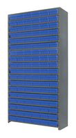QUANTUM STORAGE CL1275-401BL Shelving Unit, 13 Shelves, 108 Bins, Blue, 75 " X 12 " X 36 "