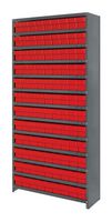 QUANTUM STORAGE CL1275-501RD Shelving Unit, 13 Shelves, 108 Bins, Red, 75 " X 12 " X 36 "