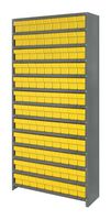 QUANTUM STORAGE CL1275-501YL Shelving Unit, 13 Shelves, 108 Bins, Yellow, 75 " X 12 " X 36 "