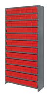 QUANTUM STORAGE CL1275-601RD Shelving Unit, 13 Shelves, 72 Bins, Red, 75 " X 12 " X 36 "