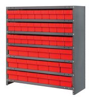 QUANTUM STORAGE CL1839-624RD Shelving Unit, 7 Shelves, 45 Bins, Red, 39 " X 18 " X 36 "