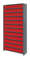 QUANTUM STORAGE CL1875-604RD Shelving Unit, 13 Shelves, 108 Bins, Red, 75 " X 18 " X 36 "
