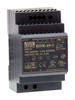 MEAN WELL HDR-60-5 AC/DC DIN Rail Power Supply (PSU), ITE, 1 Output, 32.5 W, 5 V, 6.5 A