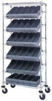 QUANTUM STORAGE MWRS-7-602GY Storage Cart, Grey, 30 Bins, 7 Shelves, 74 " x 18 " x 36 "