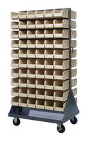 QUANTUM STORAGE QMD-36H-230IV Storage, Mobile, Louvered, Rack, Ivory, 120 Bins, 72 " x 25 " x 36 ", 1200 lb