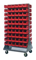 QUANTUM STORAGE QMD-36H-230RD Storage, Mobile, Louvered, Rack, Red, 120 Bins, 72 " x 25 " x 36 ", 1200 lb