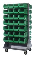 QUANTUM STORAGE QMD-36H-240GN Storage, Mobile, Louvered, Rack, Green, 56 Bins, 72 " x 25 " x 36 ", 1200 lb