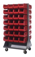 QUANTUM STORAGE QMD-36H-240RD Storage, Mobile, Louvered, Rack, Red, 56 Bins, 72 " x 25 " x 36 ", 1200 lb