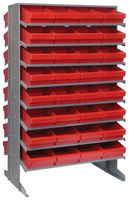 QUANTUM STORAGE QPRD-701RD Shelving Unit, 16 Shelves, 64 Bins, Red, 60 " X 24 " X 36 "