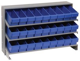 QUANTUM STORAGE QPRHA-501BL Shelving Unit, 3 Shelves, 27 Bins, Blue, 23 " X 12.5 " X 36 "