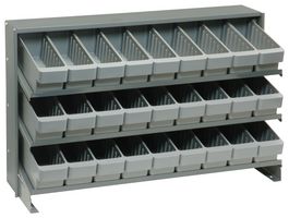 QUANTUM STORAGE QPRHA-501GY Shelving Unit, 3 Shelves, 27 Bins, Grey, 23 " X 12.5 " X 36 "