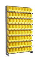 QUANTUM STORAGE QPRS-201YL Shelving Unit, 8 Shelves, 64 Bins, Yellow, 63.5 " X 12 " X 36 "