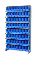 QUANTUM STORAGE QPRS-203BL Shelving Unit, 8 Shelves, 64 Bins, Blue, 63.5 " X 18 " X 36 "