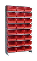 QUANTUM STORAGE QPRS-209RD Shelving Unit, 8 Shelves, 24 Bins, Red, 63.5 " X 12 " X 36 "