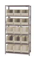 QUANTUM STORAGE QSBU-260IV Shelving Unit, 6 Shelves, 15 Bins, Ivory, 75 " X 18 " X 36 "