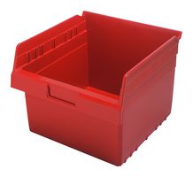 QUANTUM STORAGE QSB809RD Storage Bin, Red, 8 " x 11.625 " x 11.125 "