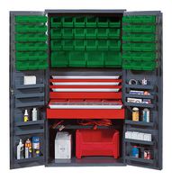 QUANTUM STORAGE QSC-3672-4DGN Storage, Bin Cabinet, Green, 58 Bins, 72 " x 24 " x 36 ", 800 lb