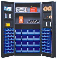 QUANTUM STORAGE QSC-64-2S-6DSBL Storage, Bin Cabinet, Blue, 64 Bins, 72 " x 24 " x 36 ", 800 lb