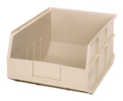 QUANTUM STORAGE SSB445IV Storage Bin, Stackable, Ivory, 7 " x 14 " x 11 "