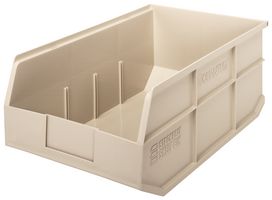 QUANTUM STORAGE SSB465IV Storage Bin, Stackable, Ivory, 7 " x 18 " x 11 "