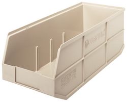 QUANTUM STORAGE SSB483IV Storage Bin, Stackable, Ivory, 7 " x 20.5 " x 8.25 "