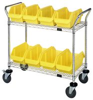 QUANTUM STORAGE WRC2-1836-1887YL Storage Cart, Yellow, 8 Bins, 2 Shelves, 37.5 " X 18 " X 36 "