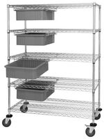 QUANTUM STORAGE WRC5-63-2448-93060GY Storage Cart, Grey, 4 Bins, 5 Shelves, 69 " X 24 " X 48 "