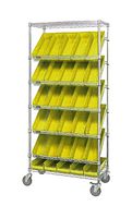 QUANTUM STORAGE WRS-7-606YL Shelving Unit, 7 Shelves, 18 Bins, Yellow, 74 " X 18 " X 36 "