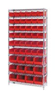 QUANTUM STORAGE WR10-230240RD Shelving Unit, 10 Shelves, 48 Bins, Red, 74 " X 14 " X 36 "