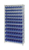 QUANTUM STORAGE WR12-103BL Shelving Unit, 12 Shelves, 88 Bins, Blue, 74 " X 18 " X 36 "
