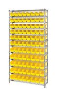QUANTUM STORAGE WR12-103YL Shelving Unit, 12 Shelves, 88 Bins, Yellow, 74 " X 18 " X 36 "