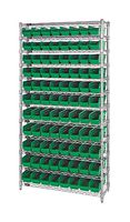 QUANTUM STORAGE WR12-105GN Shelving Unit, 12 Shelves, 88 Bins, Green, 74 " X 24 " X 36 "