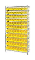 QUANTUM STORAGE WR12-105YL Shelving Unit, 12 Shelves, 88 Bins, Yellow, 74 " X 24 " X 36 "