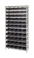 QUANTUM STORAGE WR12-106BK Shelving Unit, 12 Shelves, 55 Bins, Black, 74 " X 24 " X 36 "