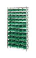 QUANTUM STORAGE WR12-106GN Shelving Unit, 12 Shelves, 55 Bins, Green, 74 " X 24 " X 36 "