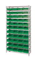 QUANTUM STORAGE WR12-107GN Shelving Unit, 12 Shelves, 44 Bins, Green, 74 " X 12 " X 36 "