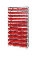 QUANTUM STORAGE WR12-107RD Shelving Unit, 12 Shelves, 44 Bins, Red, 74 " X 12 " X 36 "