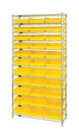 QUANTUM STORAGE WR12-109YL Shelving Unit, 12 Shelves, 33 Bins, Yellow, 74 " X 12 " X 36 "