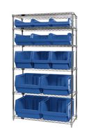 QUANTUM STORAGE WR6-13-MIXBL Shelving Unit, 6 Shelves, 13 Bins, Blue, 74 " X 18 " X 42 "