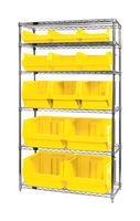 QUANTUM STORAGE WR6-13-MIXYL Shelving Unit, 6 Shelves, 13 Bins, Yellow, 74 " X 18 " X 42 "