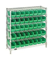 QUANTUM STORAGE WR6-36-1236-101GN Shelving Unit, 6 Shelves, 40 Bins, Green, 36 " X 12 " X 36 "